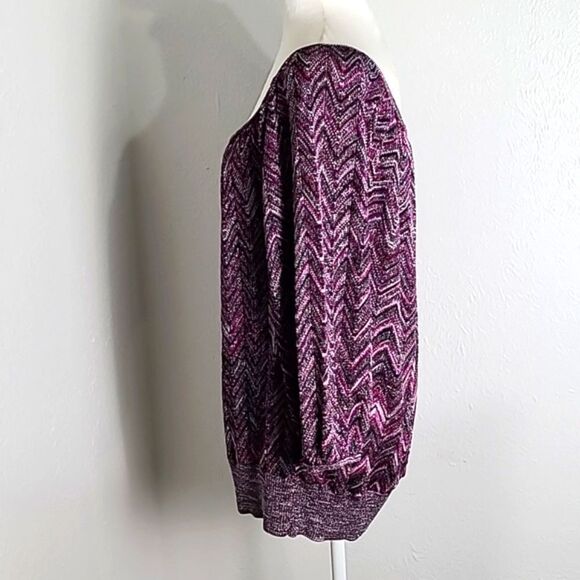 International Concepts Purple & Silver Chevron Sparkly Top, Size 1X - Picture 6 of 8